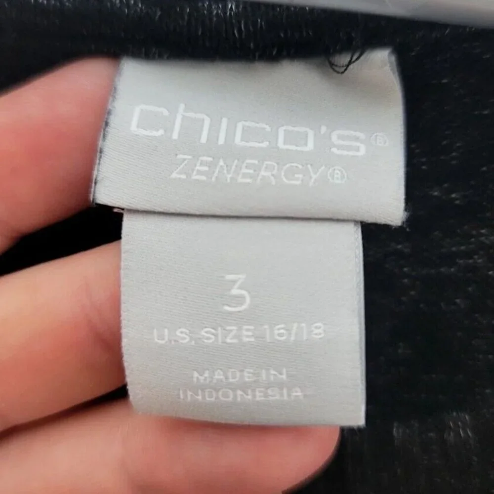 Chicos Zenergy Womens sz 3 Sweater Knit Tank Top black Swanktop bereathable - Picture 2 of 9